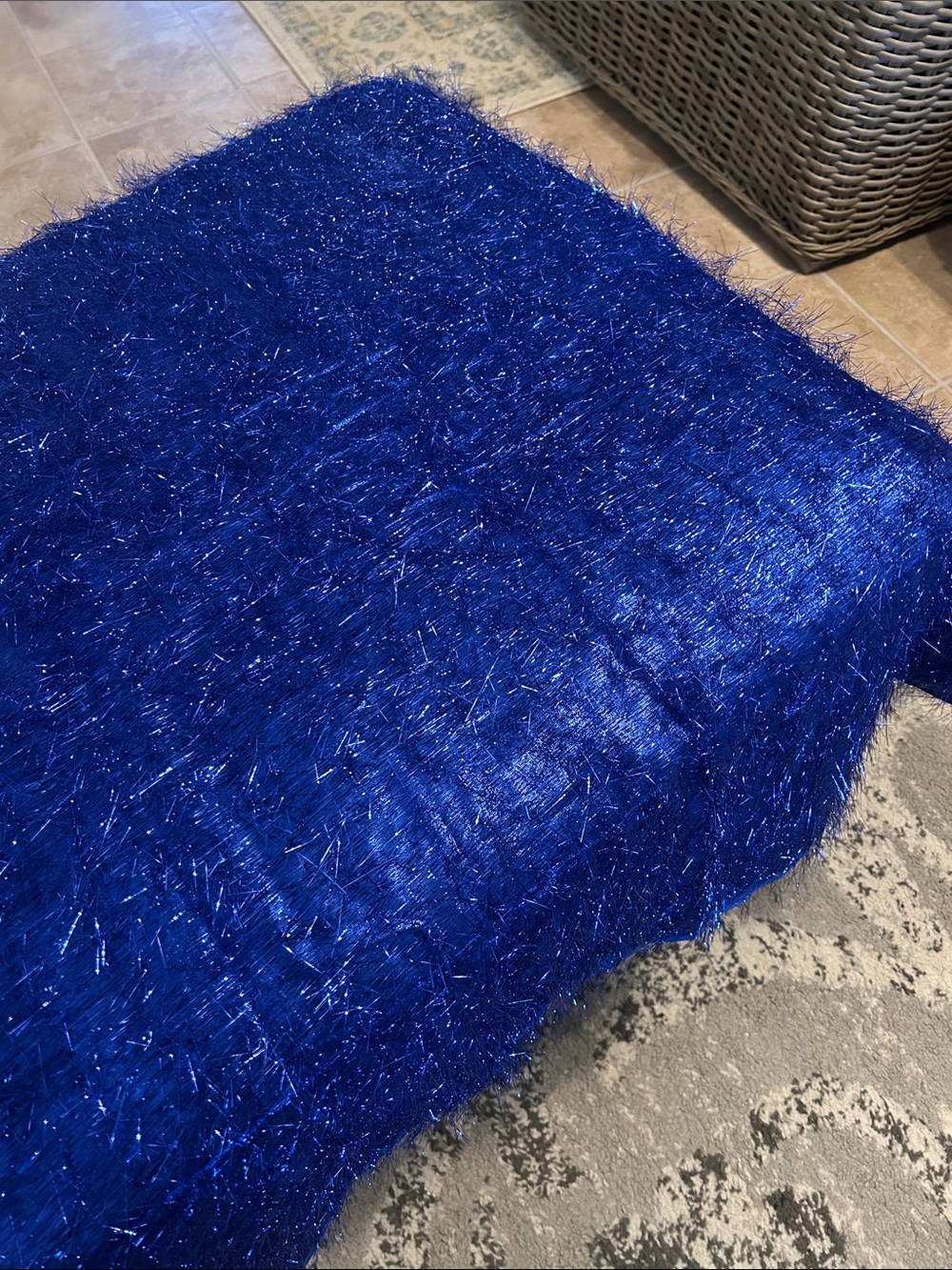 Shiny Blue Eyelash fabric